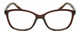 Front View of Elle Women's Cat Eye Designer Reading Glasses in Crystal Brown Logo Yellow 53 mm