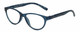 Profile View of Elle EL15579R Designer Progressive Lens Blue Light Blocking Eyeglasses in Crystal Blue Logo Letter Black White Ladies Oval Full Rim Acetate 51 mm