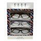 Profile View of Elle 3 PACK Gift Box Womens Reading Glasses in Tortoise,Crystal Blue,Black +2.00