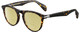 Profile View of Rag&Bone 7003 Designer Polarized Reading Sunglasses with Custom Cut Powered Sun Flower Yellow Lenses in Gloss Tortoise Havana Brown Gunmetal Unisex Panthos Full Rim Acetate 51 mm