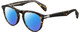Profile View of Rag&Bone 7003 Designer Polarized Reading Sunglasses with Custom Cut Powered Blue Mirror Lenses in Gloss Tortoise Havana Brown Gunmetal Unisex Panthos Full Rim Acetate 51 mm