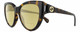 Profile View of GUCCI GG0877S-002 Designer Polarized Reading Sunglasses with Custom Cut Powered Sun Flower Yellow Lenses in Dark Brown Havana Tortoise Gold Ladies Cat Eye Full Rim Acetate 56 mm