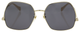 Front View of GUCCI GG0972S-001 Women Hexagonal Designer Sunglasses Gold Ivory White/Grey 60mm