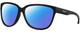 Profile View of Smith Optics Monterey Designer Polarized Reading Sunglasses with Custom Cut Powered Blue Mirror Lenses in Gloss Black Gold Ladies Panthos Full Rim Acetate 58 mm