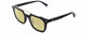 Profile View of Philipp Plein SPP001M Designer Polarized Reading Sunglasses with Custom Cut Powered Sun Flower Yellow Lenses in Gloss Black Silver Unisex Square Full Rim Acetate 51 mm