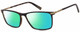 Profile View of John Varvatos V408 Designer Polarized Reading Sunglasses with Custom Cut Powered Green Mirror Lenses in Gloss Brown Beige Demi Tortoise Havana Black Unisex Rectangular Full Rim Acetate 58 mm