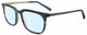 Profile View of John Varvatos V411 Designer Blue Light Blocking Eyeglasses in Gloss Grey Blue Marble Silver Unisex Square Full Rim Acetate 51 mm