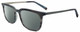 Profile View of John Varvatos V411 Designer Polarized Reading Sunglasses with Custom Cut Powered Smoke Grey Lenses in Gloss Grey Blue Marble Silver Unisex Square Full Rim Acetate 51 mm