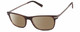 Profile View of John Varvatos V412 Designer Polarized Reading Sunglasses with Custom Cut Powered Amber Brown Lenses in Gloss Dark Brown Auburn Marble Silver Unisex Rectangular Full Rim Acetate 54 mm