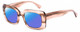 Profile View of SITO SHADES Indi Designer Polarized Sunglasses with Custom Cut Blue Mirror Lenses in Biscotti Brown Striped Crystal Unisex Square Full Rim Acetate 50 mm