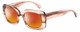 Profile View of SITO SHADES Indi Designer Polarized Sunglasses with Custom Cut Red Mirror Lenses in Biscotti Brown Striped Crystal Unisex Square Full Rim Acetate 50 mm
