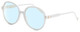 Profile View of Elton John DODGERS 1975 Designer Blue Light Blocking Eyeglasses in White Unisex Round Full Rim Acetate 59 mm