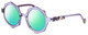 Profile View of Elton John ENCORE Designer Polarized Reading Sunglasses with Custom Cut Powered Green Mirror Lenses in Purple Crystal Unisex Octagonal Full Rim Acetate 49 mm