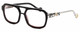 Profile View of Elton John HEADLINER Designer Reading Eye Glasses in Gloss Black Clear Crystal Unisex Square Full Rim Acetate 53 mm