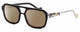 Profile View of Elton John HEADLINER Designer Polarized Sunglasses with Custom Cut Amber Brown Lenses in Gloss Black Clear Crystal Unisex Square Full Rim Acetate 53 mm
