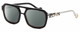 Profile View of Elton John HEADLINER Designer Polarized Sunglasses with Custom Cut Smoke Grey Lenses in Gloss Black Clear Crystal Unisex Square Full Rim Acetate 53 mm