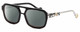 Profile View of Elton John HEADLINER Designer Polarized Reading Sunglasses with Custom Cut Powered Smoke Grey Lenses in Gloss Black Clear Crystal Unisex Square Full Rim Acetate 53 mm