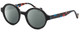 Profile View of Elton John WIZARD Designer Polarized Reading Sunglasses with Custom Cut Powered Smoke Grey Lenses in Black Red Blue Psychedelic Rainbow Multicolor Ladies Round Full Rim Acetate 48 mm