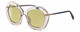 Profile View of Elton John A-LIST Designer Polarized Reading Sunglasses with Custom Cut Powered Sun Flower Yellow Lenses in Blush Pink Crystal Navy Blue Gold Ladies Hexagonal Full Rim Acetate 55 mm