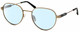 Profile View of Elton John BOHEMIAN Designer Blue Light Blocking Eyeglasses in Antique Light Gold Green Blue Tortoise Ladies Oval Full Rim Metal 48 mm