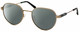 Profile View of Elton John BOHEMIAN Designer Polarized Reading Sunglasses with Custom Cut Powered Smoke Grey Lenses in Antique Light Gold Green Blue Tortoise Ladies Oval Full Rim Metal 48 mm