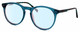 Profile View of Elton John CARIBOU Designer Blue Light Blocking Eyeglasses in Electric Blue Green Crystal Unisex Round Full Rim Acetate 51 mm