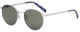 Profile View of Elton John CHOPIN Unisex Round Sunglasses Platinum Silver Brown Grey/Green 50 mm
