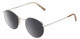 Profile View of Elton John CHOPIN Designer Polarized Sunglasses with Custom Cut Smoke Grey Lenses in Platinum Silver Brown Grey Unisex Round Full Rim Metal 50 mm