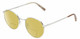 Profile View of Elton John CHOPIN Designer Polarized Reading Sunglasses with Custom Cut Powered Sun Flower Yellow Lenses in Platinum Silver Brown Grey Unisex Round Full Rim Metal 50 mm