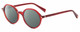 Profile View of Elton John CHORISTER Designer Polarized Sunglasses with Custom Cut Smoke Grey Lenses in Ruby Red Crystal Unisex Round Full Rim Acetate 46 mm