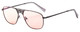 Profile View of Elton John CONCORDE Unisex Pilot Sunglasses Matte Gunmetal Black/Pink Tint 56 mm