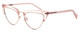 Profile View of Elton John DOO WOP 1 Designer Reading Eye Glasses with Custom Cut Powered Lenses in Rose Pink Crystal Gold Ladies Cat Eye Full Rim Acetate 54 mm