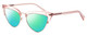 Profile View of Elton John DOO WOP 1 Designer Polarized Reading Sunglasses with Custom Cut Powered Green Mirror Lenses in Rose Pink Crystal Gold Ladies Cat Eye Full Rim Acetate 54 mm