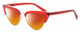 Profile View of Elton John DOO WOP 2 Designer Polarized Sunglasses with Custom Cut Red Mirror Lenses in Ruby Red Crystal Silver Ladies Cat Eye Full Rim Acetate 54 mm