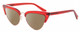 Profile View of Elton John DOO WOP 2 Designer Polarized Reading Sunglasses with Custom Cut Powered Amber Brown Lenses in Ruby Red Crystal Silver Ladies Cat Eye Full Rim Acetate 54 mm