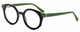 Profile View of Elton John GOGO 1 Designer Reading Eye Glasses with Custom Cut Powered Lenses in Gloss Black Green Unisex Hexagonal Full Rim Acetate 47 mm