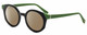 Profile View of Elton John GOGO 1 Designer Polarized Sunglasses with Custom Cut Amber Brown Lenses in Gloss Black Green Unisex Hexagonal Full Rim Acetate 47 mm