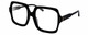 Profile View of Elton John INCOGNITO 1 Designer Reading Eye Glasses with Custom Cut Powered Lenses in Gloss Black Gold Unisex Square Full Rim Acetate 58 mm