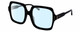 Profile View of Elton John INCOGNITO 1 Designer Blue Light Blocking Eyeglasses in Gloss Black Gold Unisex Square Full Rim Acetate 58 mm
