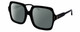 Profile View of Elton John INCOGNITO 1 Designer Polarized Sunglasses with Custom Cut Smoke Grey Lenses in Gloss Black Gold Unisex Square Full Rim Acetate 58 mm