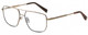 Profile View of Elton John KING Designer Reading Eye Glasses in Shiny Gold Beige Brown Snakeskin Pattern Unisex Square Full Rim Metal 55 mm