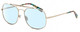 Profile View of Elton John LEMANS 1 Designer Blue Light Blocking Eyeglasses in Gold Red Blue Psychedelic Rainbow Multicolor Unisex Pilot Full Rim Metal 57 mm