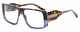 Profile View of Elton John LUCKY STAR 1 Designer Reading Eye Glasses in Tortoise Havana Brown Fade Stone Blue Crystal Unisex Square Full Rim Acetate 58 mm