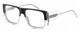 Profile View of Elton John LUCKY STAR 2 Designer Reading Eye Glasses with Custom Cut Powered Lenses in Black Fade Blue Grey Clear Crystal Unisex Square Full Rim Acetate 58 mm