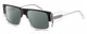 Profile View of Elton John LUCKY STAR 2 Designer Polarized Sunglasses with Custom Cut Smoke Grey Lenses in Black Fade Blue Grey Clear Crystal Unisex Square Full Rim Acetate 58 mm