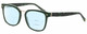 Profile View of Elton John OPUS Designer Progressive Lens Blue Light Blocking Eyeglasses in Emerald Green Black Marble Silver Unisex Panthos Full Rim Acetate 53 mm