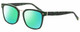 Profile View of Elton John OPUS Designer Polarized Reading Sunglasses with Custom Cut Powered Green Mirror Lenses in Emerald Green Black Marble Silver Unisex Panthos Full Rim Acetate 53 mm