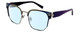 Profile View of Elton John SHERBET 2 Designer Blue Light Blocking Eyeglasses in Blue Yellow Purple Pink Rainbow Multicolor Unisex Cat Eye Full Rim Metal 53 mm