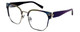 Profile View of Elton John SHERBET 2 Designer Progressive Lens Blue Light Blocking Eyeglasses in Blue Yellow Purple Pink Rainbow Multicolor Unisex Cat Eye Full Rim Metal 53 mm