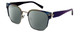 Profile View of Elton John SHERBET 2 Designer Polarized Reading Sunglasses with Custom Cut Powered Smoke Grey Lenses in Blue Yellow Purple Pink Rainbow Multicolor Unisex Cat Eye Full Rim Metal 53 mm